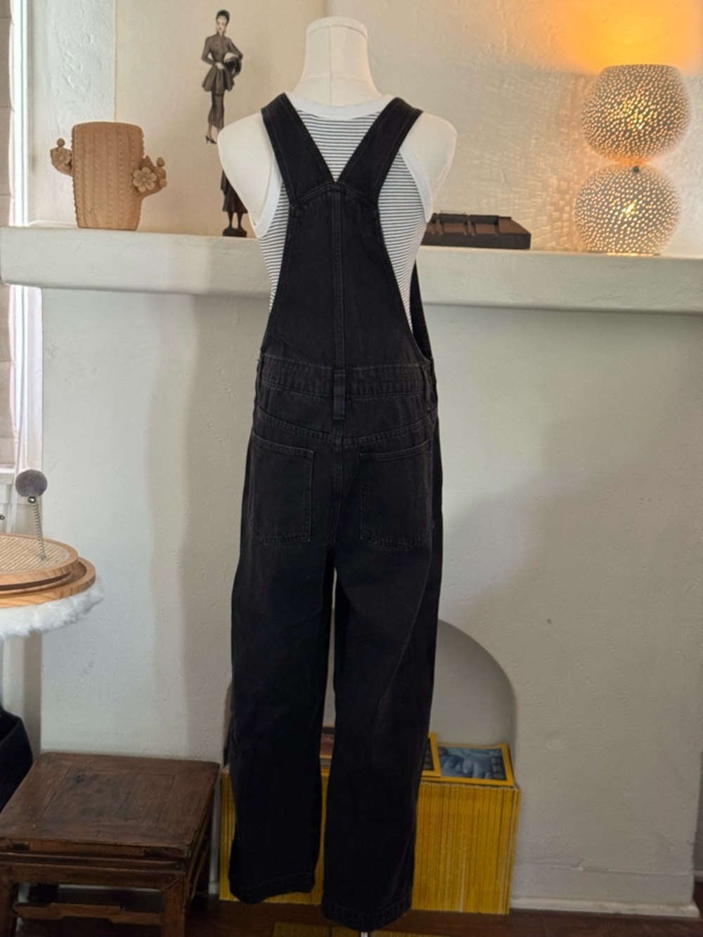 Madewell Washed Black Denim Overalls Small Straight Leg Minimal Workwear - Picture 3 of 7
